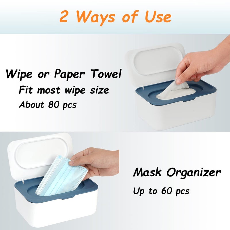 Seposeve Wipes Dispenser  Wipe Holder for Baby & Adult  Seposeve Refillable Wipe Container  Keeps Wipes Fresh  One-Handed Operation. Non-Slip  Easy Open/Close Wipes Pouch Case  Blue - Image 5